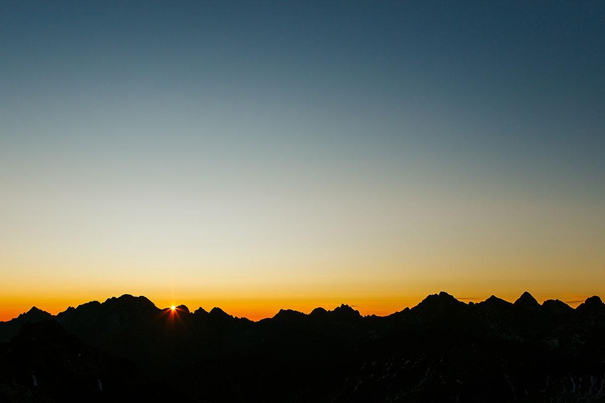 wschód słońca w Tatrach Świnica